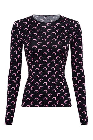 T-shirt in tessuto elasticizzato MARINE SERRE | WTS006ACJER0001BK90